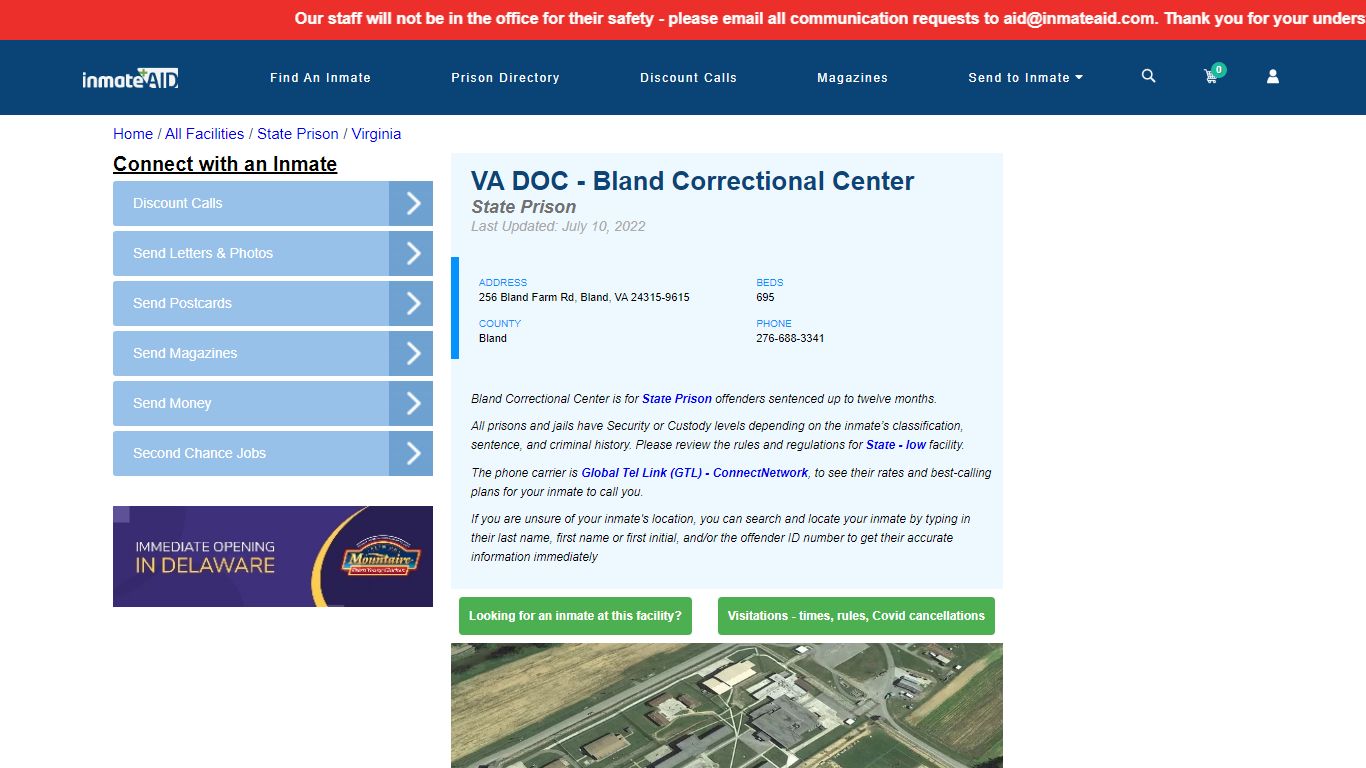 VA DOC - Bland Correctional Center & Inmate Search - Bland, VA