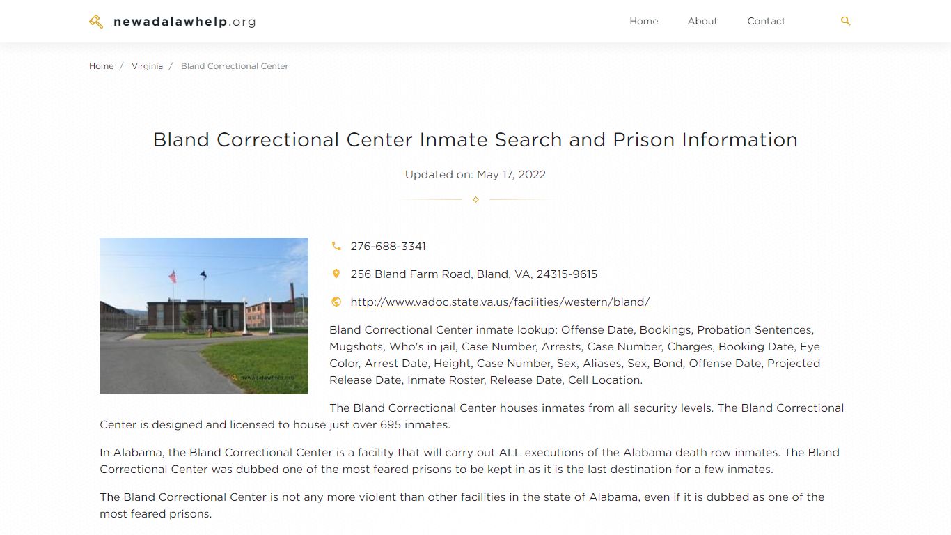 Bland Correctional Center Inmate Search, Visitation, Phone no ...